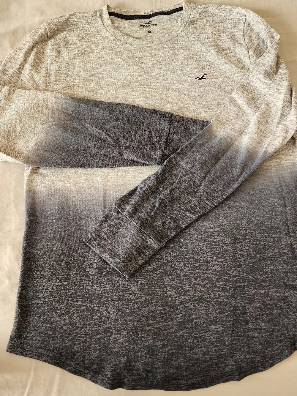 Hollister Men's Gradient Crewneck Sweater - Light Gray to Dark Gray